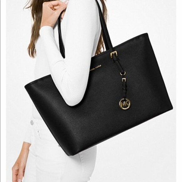 Michael Kors Handbags - Michael Kors Jet Set Black Saffiano Travel Tote